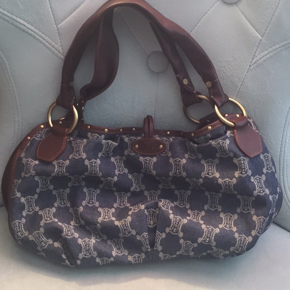 Celine jacquard blue denim hobo bag